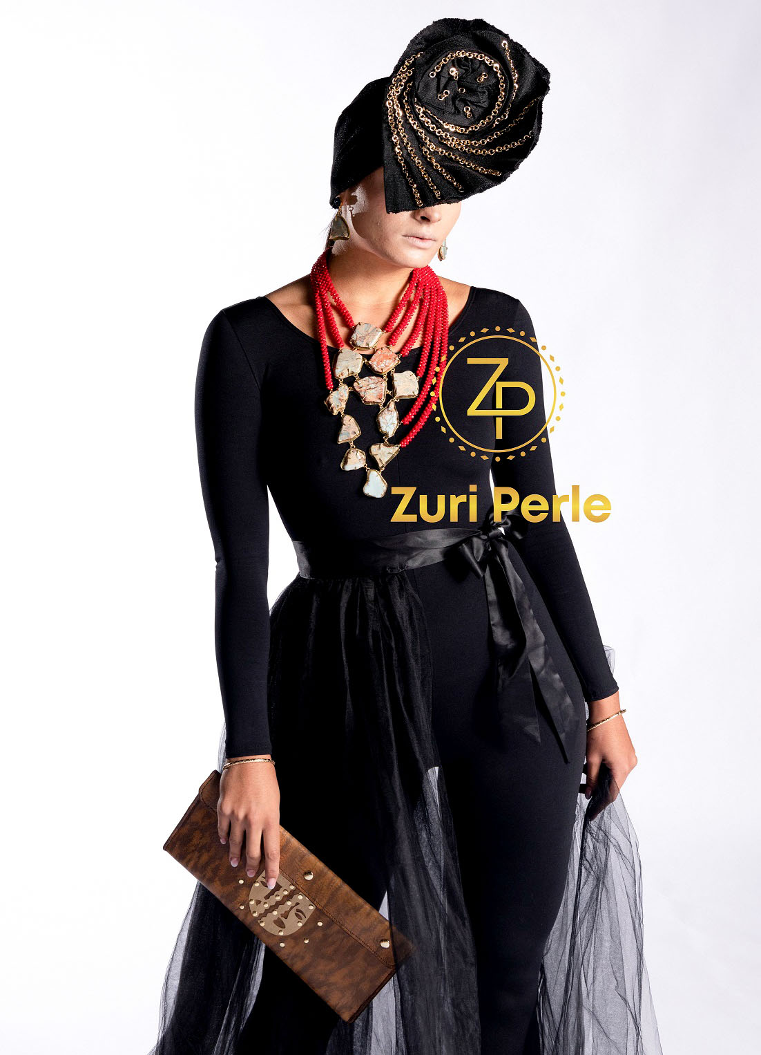 kansas-fashion-week-iboju-collection-handcrafted-accessories-zuri-perle-african-inspired-iboju-clutch-ihamora- coral red african jasper necklace-iboju auto gele